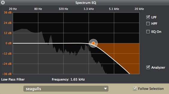 Low-pass EQ interactive frequency response graph