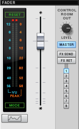 Reason master output meter and fader in the Main Mixer