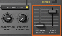 Neptune pitched signal and voice synth volume sliders