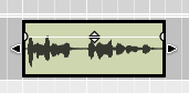 Resize handles for an audio clip in the Reason sequencer