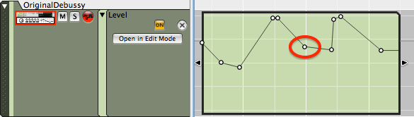 Editing an automation graph in the Reason sequencer
