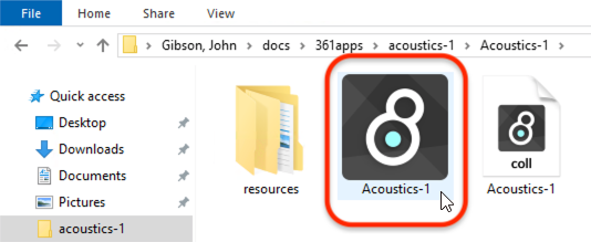 Launching the Acoustics 1 app on a Windows computer